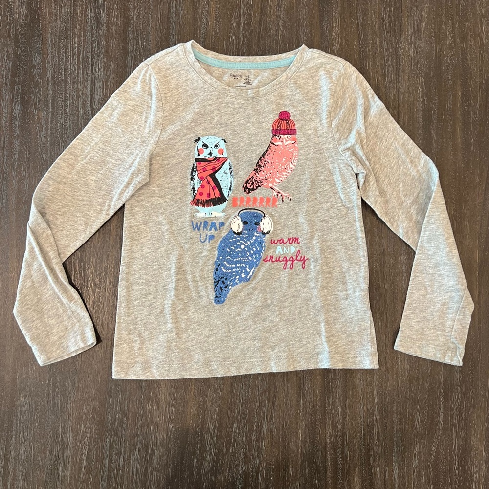Gap Kids Long Sleeve Owl TShirt Small